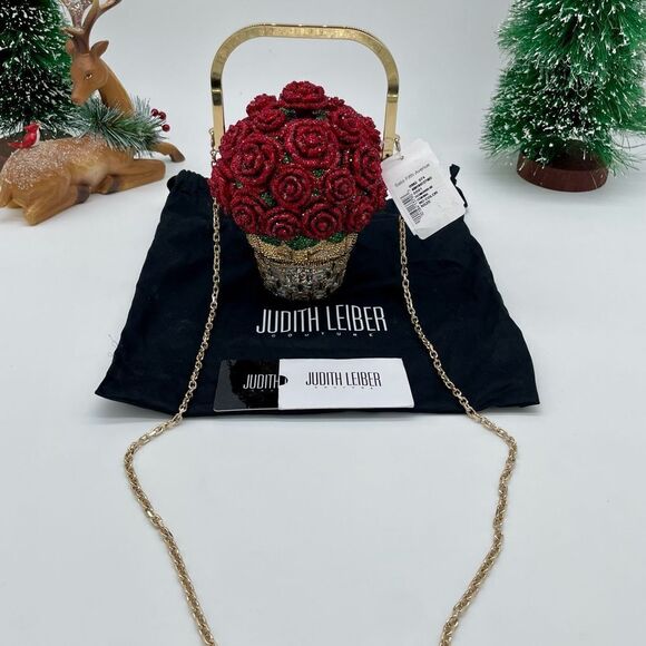 Women’s Judith Lieber bag of roses, crystal clutch bag made in Italy - Picture 2 of 10